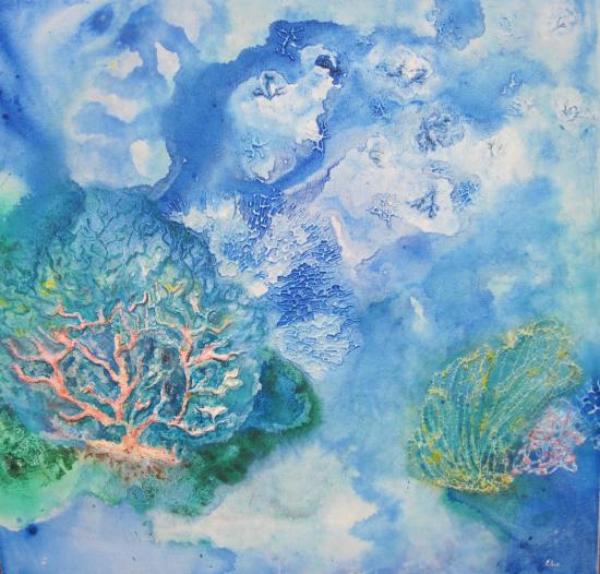 "Coral". Una de las pinturas de la exposición "Océano", de Silvana Vanzi.